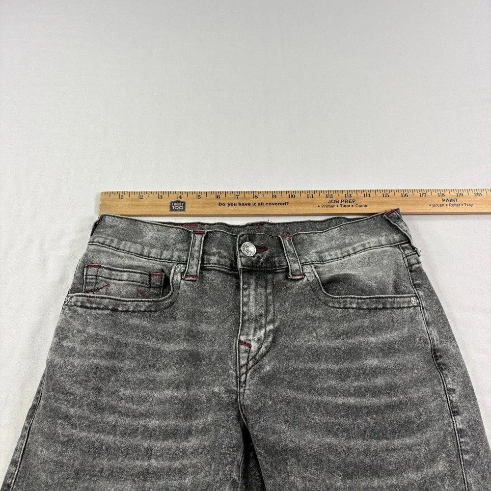 True Religion Jeans Mens 30x33 Gray Ricky Relaxed Straight Stretch Denim